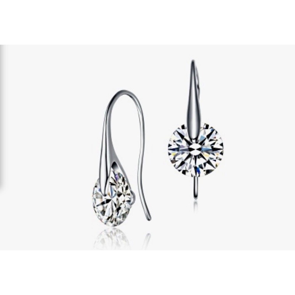 Stauer Diamondaura Lab Created Drop Solitaire Drop Dangle Sterling 925 Earrings